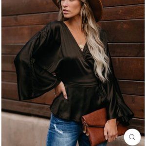 Satin Kimono Wrap Blouse - Vici - New
